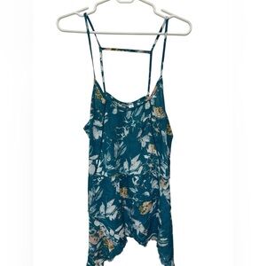Melrose and Market Strappy Teal Floral Tank Top